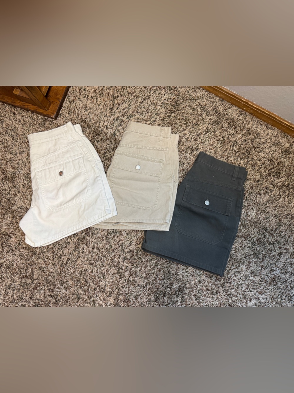 Women’s High-Waist LONDONJEAN White, and Moda INTL Gray, and Tan set of shorts